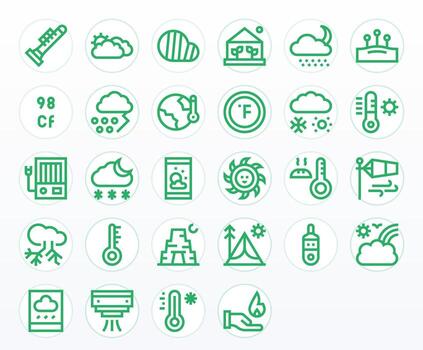 28 Bold Line Icons designed for Temperature in 64x64 Editable format vector