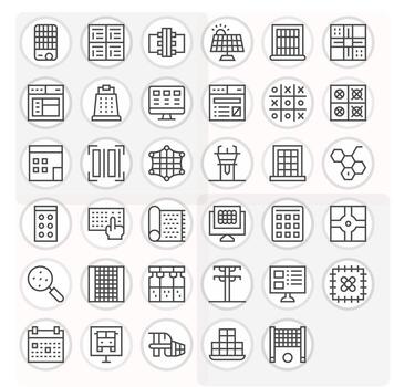 cuadrícula completar paquete con 35 128x128 regular línea editable íconos vector