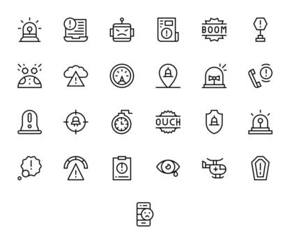 25 Regular Line Pixel Optimized Icons for Critical Graphics vector