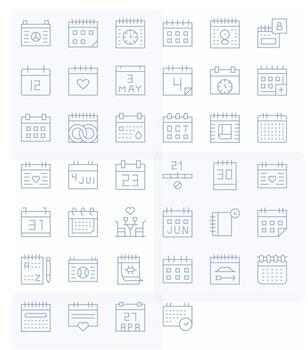 40 Thin Line Editable High Resolution Icons from Date Suite vector