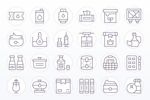 Container Icon Arsenal with 24 High Resolution Thin Line Detail Enhanced designs vector