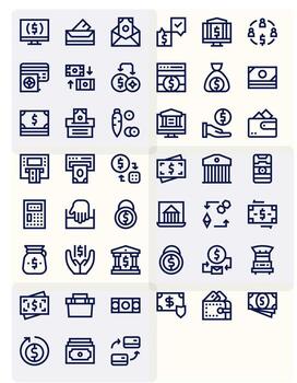 Deposit Scalable Set featuring 45 Pixel Aligned Bold Line 256x256 Icons vector