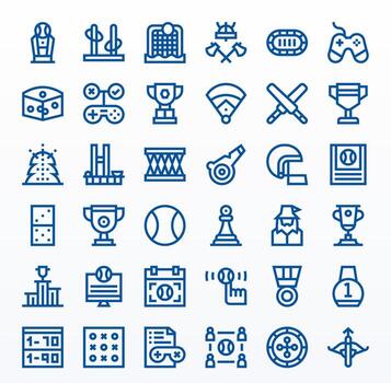Game Icon Set with 36 Bold Line High Resolution PIXEL Perfect Graphics vector