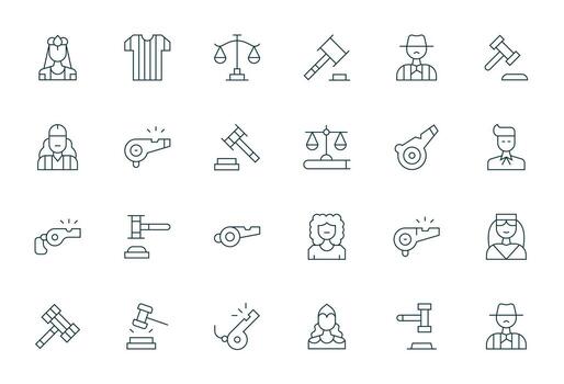24 Thin Line PIXEL Perfect High Resolution Icons from Judge Suite vector