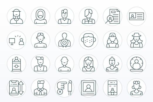 24 Icons for Person optimized in PIXEL Perfect Retina Ready Thin Line resolution vector
