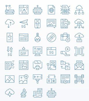 40 64x64 Detail Enhanced Icons for Upload in Thin Line Theme vector