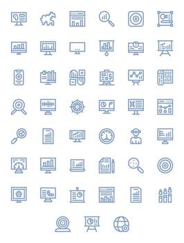 45 Retina Ready Bold Line Icons optimized for Visualization Editable display vector