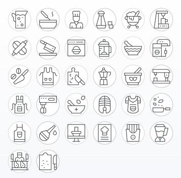 Preparation Ultimate Package with 32 High Resolution Thin Line Editable Icons vector