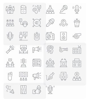 Speaker featuring 40 64x64 Icons in Thin Line Design vector