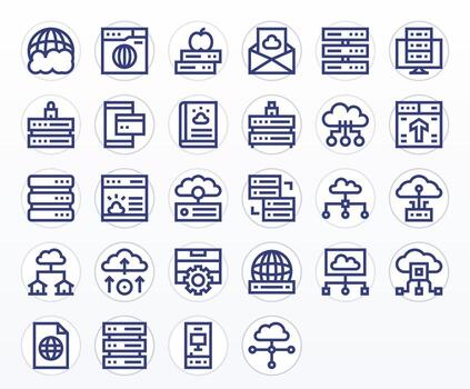 Hosting Icon Toolkit featuring 28 Pixel Optimized 128x128 Bold Line elements vector