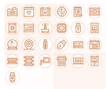 memoria prima haz con 25 256x256 editable regular línea íconos vector