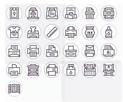 Printing Icon Library with 25 Regular Line 128x128 Display Perfect Designs vector