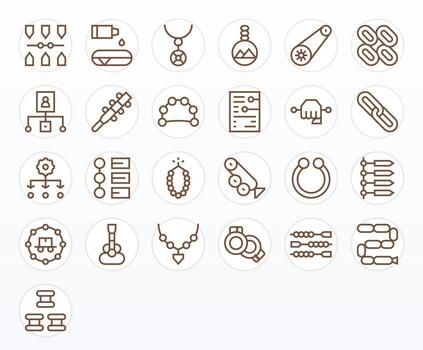 Chain 128x128 Icon Pack with 25 Regular Line Pixel Aligned Elements vector