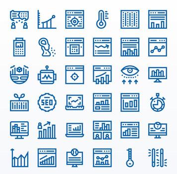 Bold Line Display Perfect Icons from Analytics Set with 36 Retina Ready Icons vector