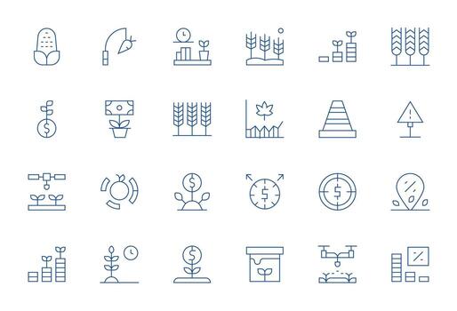 24 Editable Thin Line Icons from Yield Collection vector