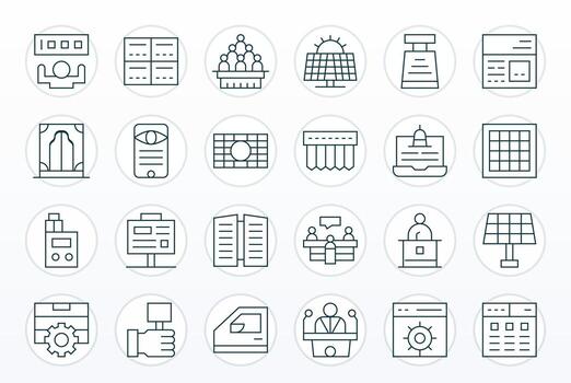 Panel Icon Toolkit featuring 24 Grid Fitted Retina Ready Thin Line elements vector