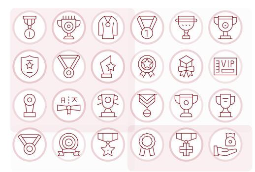 24 Thin Line Icons designed for Recognition Award in 256x256 PIXEL Perfect format vector