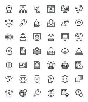 42 Regular Line Icons designed for Problem in 64x64 Editable format vector