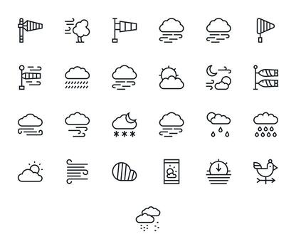Forecast Icon High Resolution Icon Pack with 25 Regular Line Pixel Optimized Elements vector