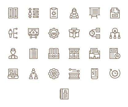 Management Icon Repository containing 25 Regular Line High Resolution Editable graphics vector