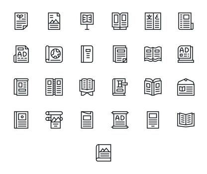 Brochure Graphics Pack including 25 Regular Line High Resolution Editable Icons vector