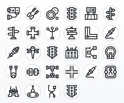 28 Icons inspired by Junction in Pixel Optimized 128x128 Bold Line quality vector