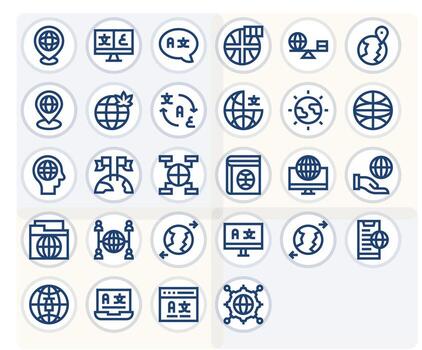 28 Bold Line Icons designed for Internationalization in 256x256 Display Perfect format vector