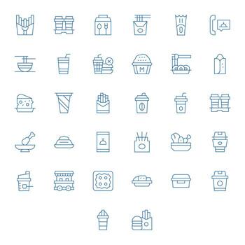 32 Pixel Optimized 64x64 Icons for Takeout in elegant Thin Line design vector