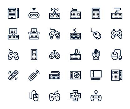 28 Icons for Input Device featuring 256x256 Display Perfect Bold Line Graphics vector