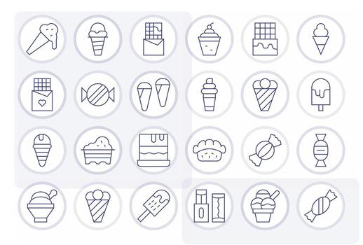 Chocolate Essential Set including 24 Pixel Optimized Thin Line 64x64 Icons vector