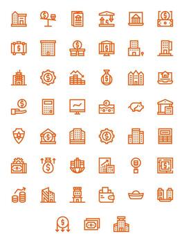 45 Icons for Investment optimized in Pixel Aligned Retina Ready Bold Line resolution vector