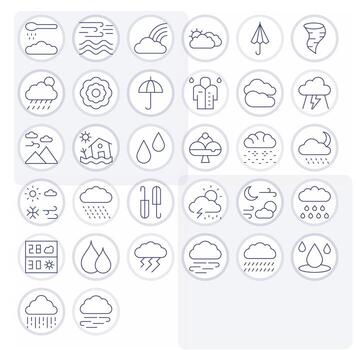 32 128x128 Icons for Storm in Editable Thin Line Format vector