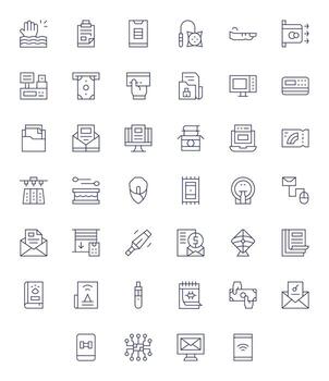 40 PIXEL Perfect High Resolution Icons for Electronic in elegant Thin Line design vector