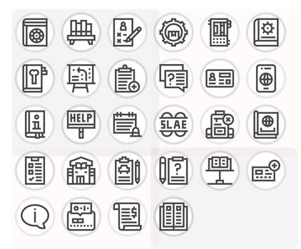 Bold Line Pixel Aligned Icons from Documentation Set with 28 Retina Ready Icons vector