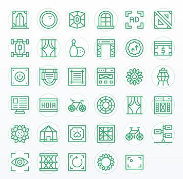 35 Pixel Optimized Icons themed around Frame in 256x256 Regular Line format vector
