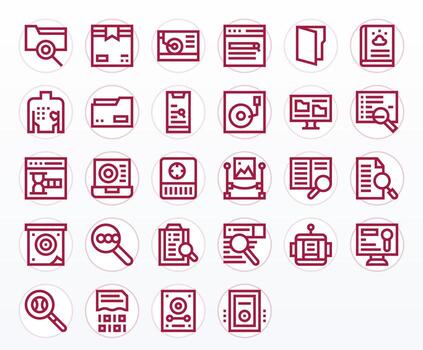 Retrieve Comprehensive Bundle with 28 Pixel Aligned Bold Line Retina Ready Icons vector