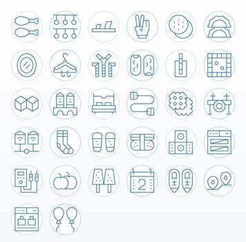 32 Thin Line Icons for Two in crisp High Resolution Detail Enhanced resolution vector