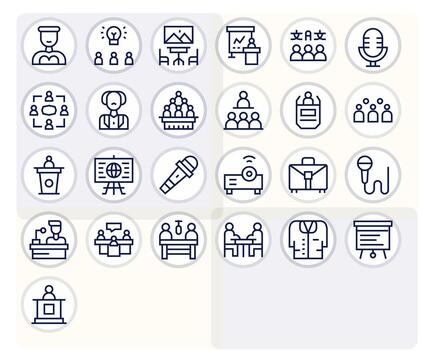 25 Regular Line Icons designed for Conference in 64x64 Pixel Aligned format vector