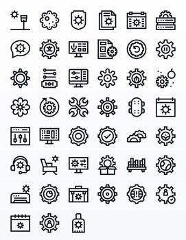 configuración 128x128 icono paquete con 45 negrita línea editable elementos vector