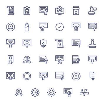 Seal Icon Arsenal with 35 High Resolution Regular Line Pixel Aligned designs vector