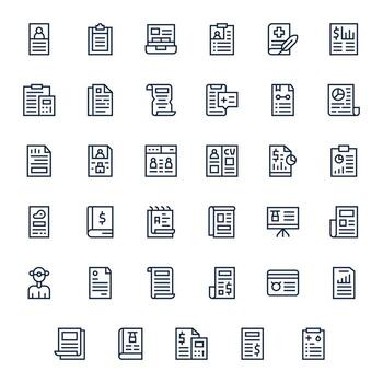 35 píxel alineado íconos temática alrededor resumen en 128x128 regular línea formato vector