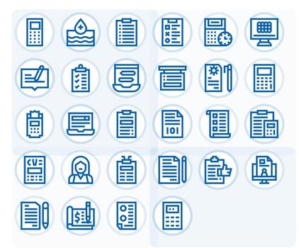28 Editable Icons themed around Data Entry in 256x256 Bold Line format vector