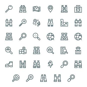 35 Regular Line Pixel Aligned 256x256 Icons from Explore Suite vector