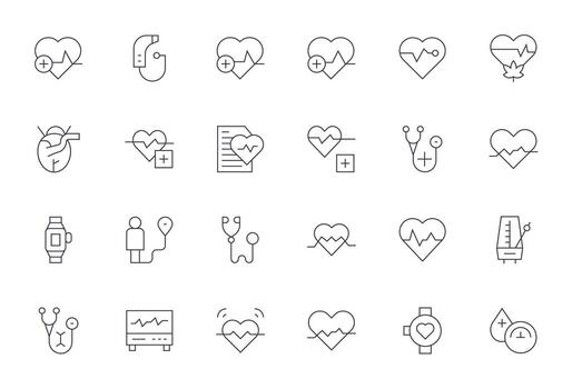 Pulse Essential Set including 24 Display Perfect Thin Line Retina Ready Icons vector