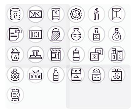 25 Detail Enhanced High Resolution Icons for Sealed in elegant Regular Line design vector