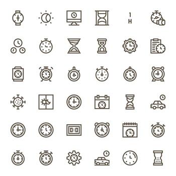 Timer Icon Collection with 36 High Resolution Bold Line Designs vector