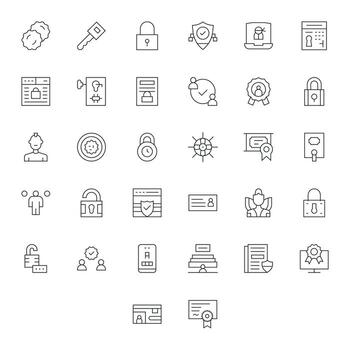 32 256x256 Icons for Authentication with Pixel Optimized Thin Line clarity vector