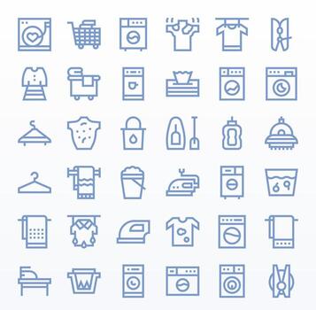 Laundry Complete Package with 36 High Resolution Bold Line Display Perfect Icons vector