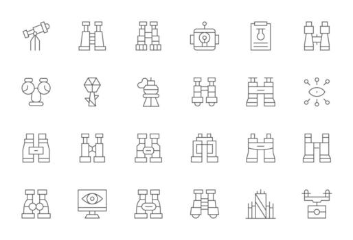 24 Display Perfect 128x128 Icons for Observation in elegant Thin Line design vector