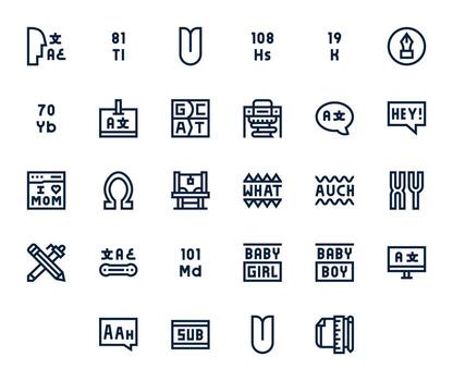 Typography Modern Collection with 28 Bold Line 256x256 Display Perfect Icons vector